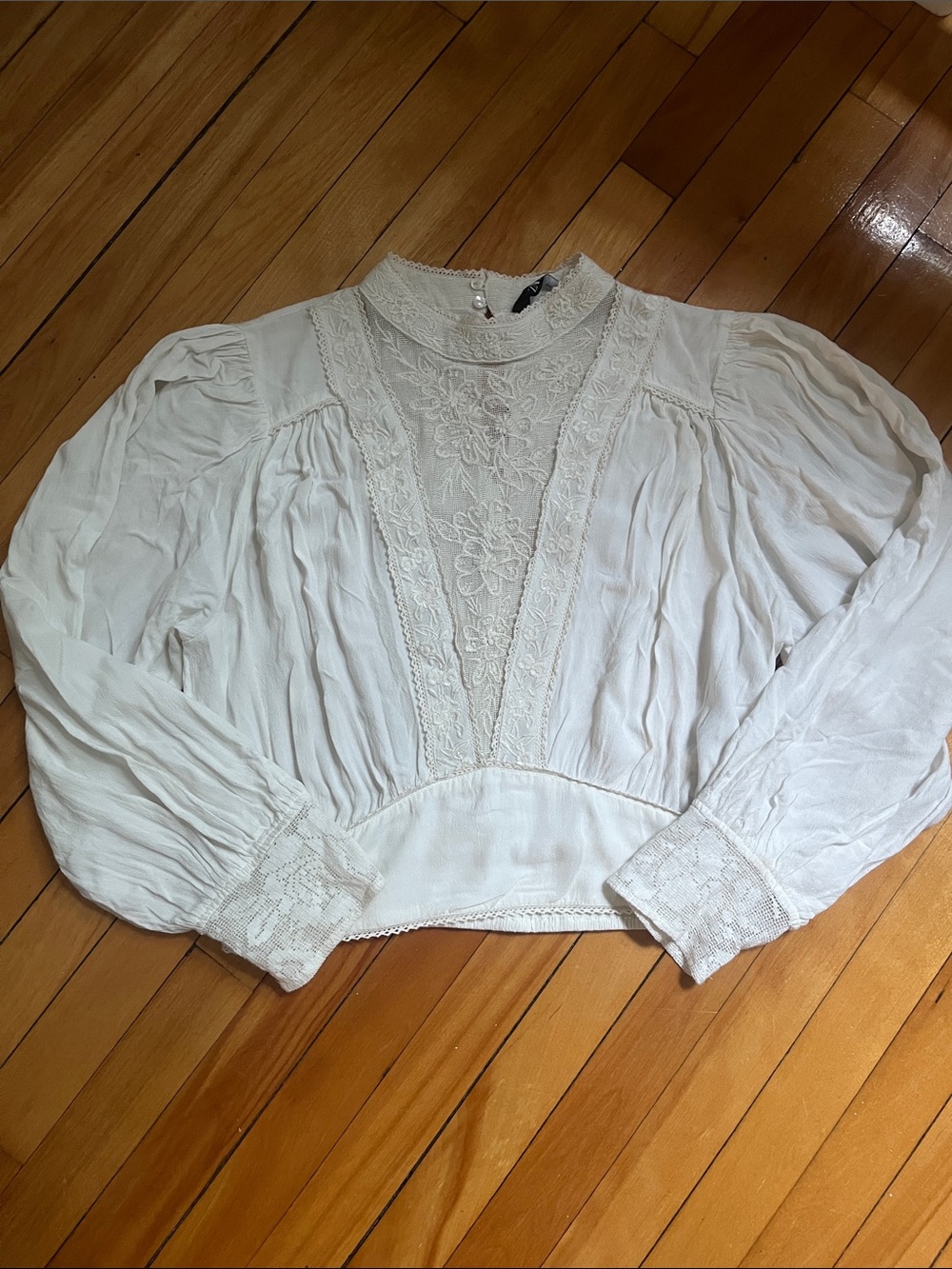Zara Lace-Panel Victorian Blouse